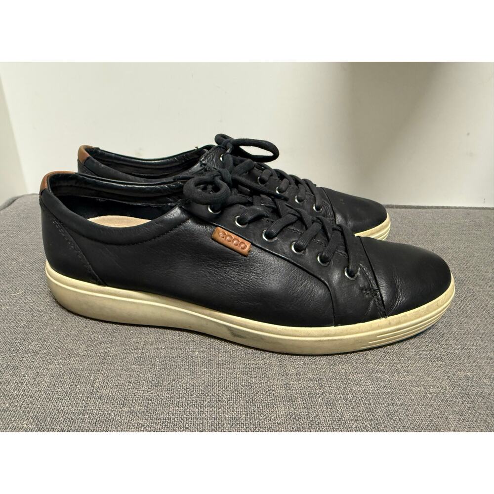 ECCO Soft 7 Leather Sneakers Shoes Black Men Size EU 45 US 11 - 11.5 Casual - Picture 2 of 8